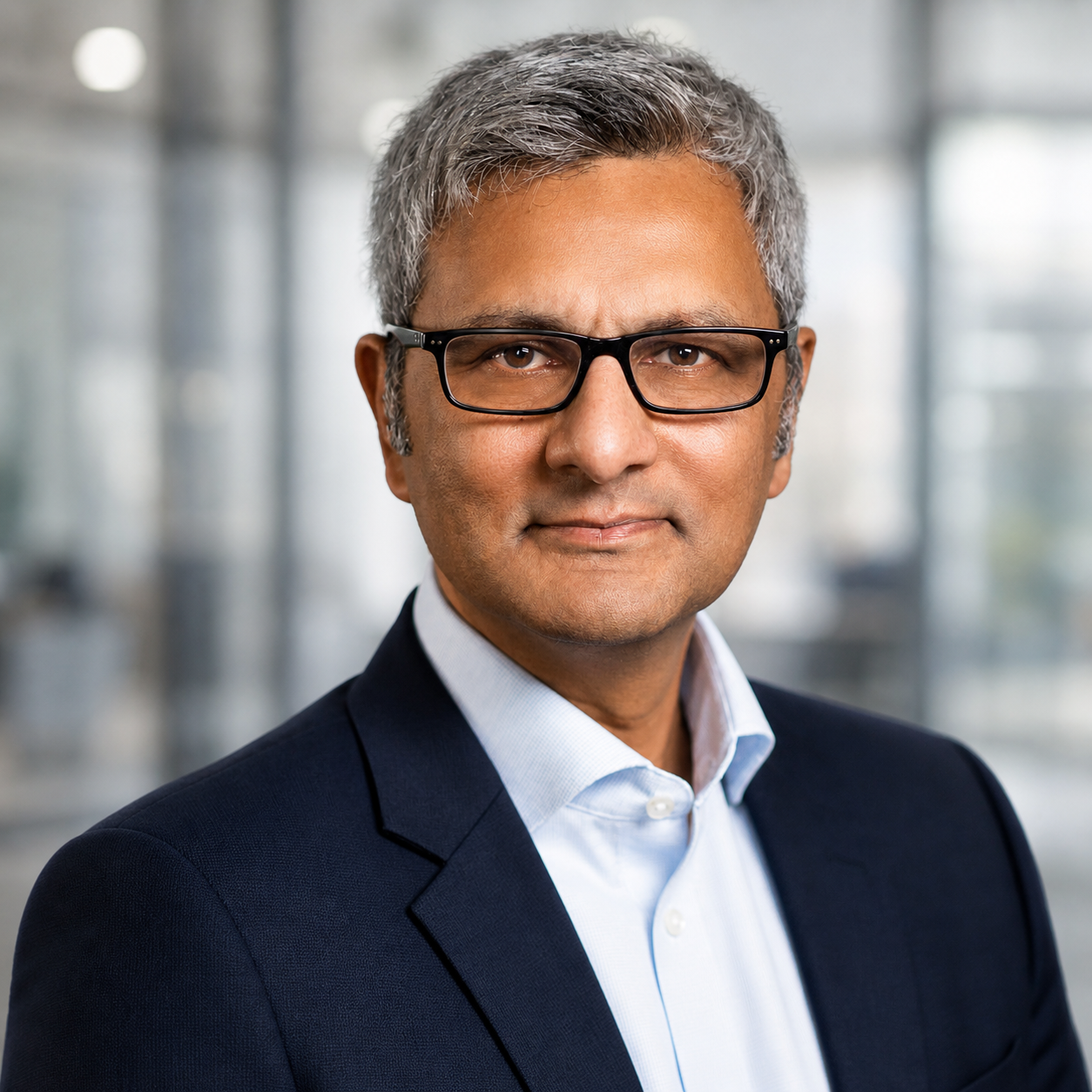 A man in glasses and suit jacket posing for the camera.